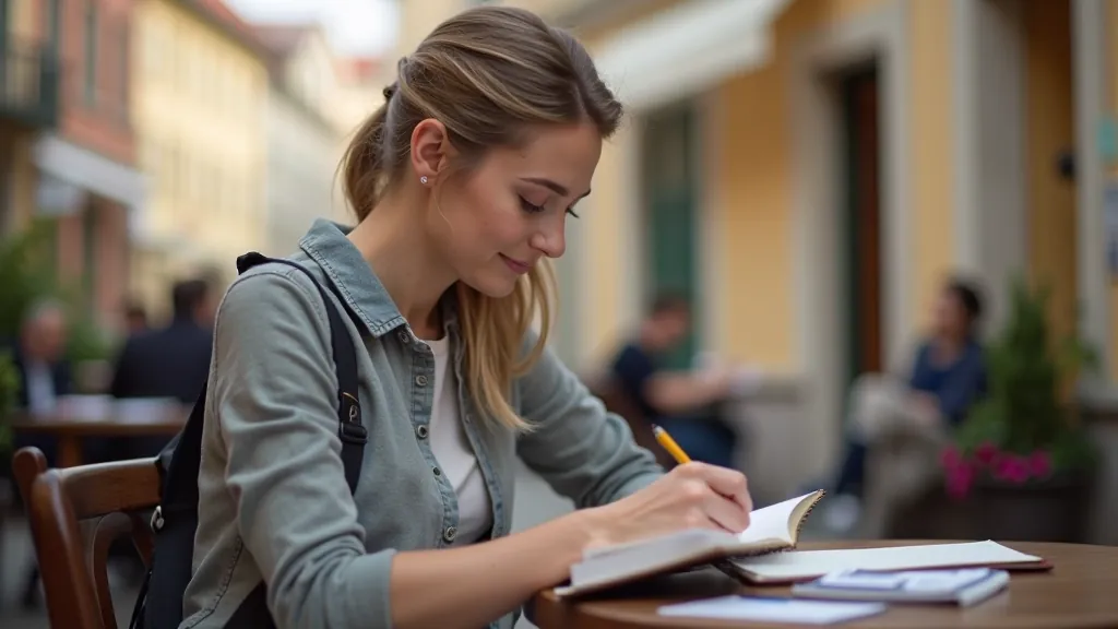 Artist sketching in Vilnius Old Town with historic architecture in background