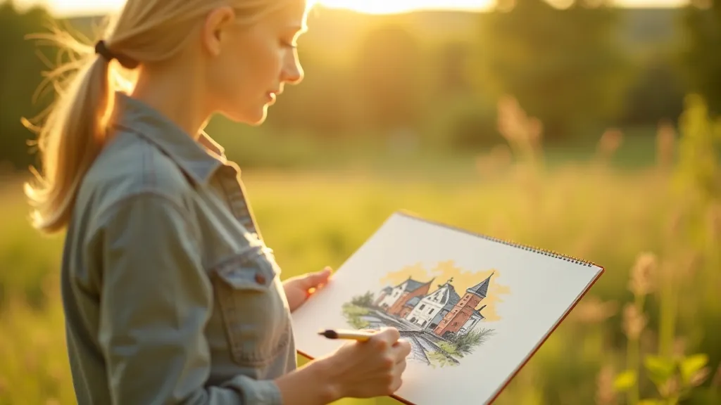 Artist sketching in nature