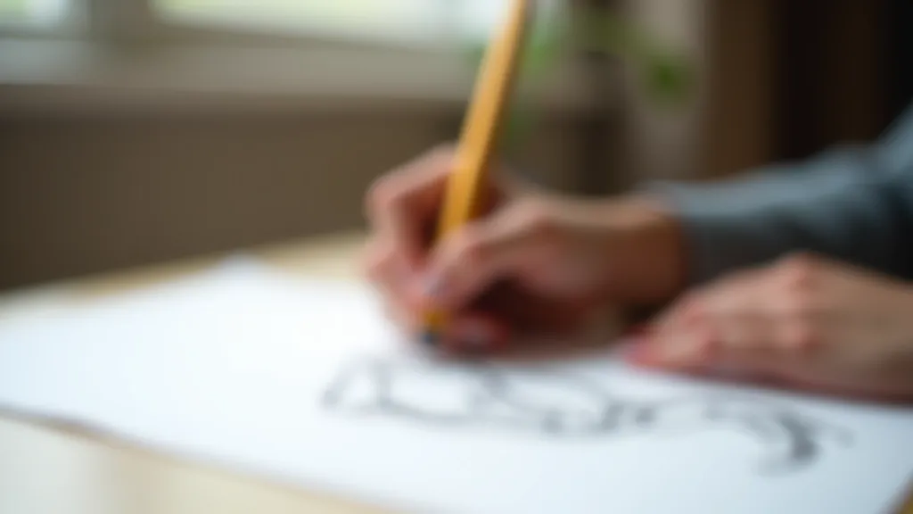 Close-up of hand holding pencil with proper grip technique, demonstrating angle and pressure positioning on sketch paper
